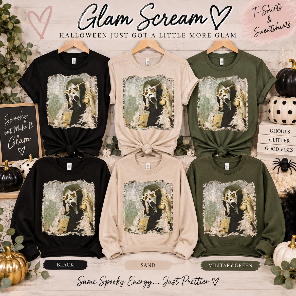 Glam Scream Screen Print Glitter Shirt