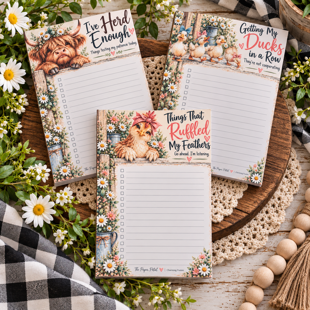 Farmhouse Sass 5ร7 Notepad Set โ Set of 3