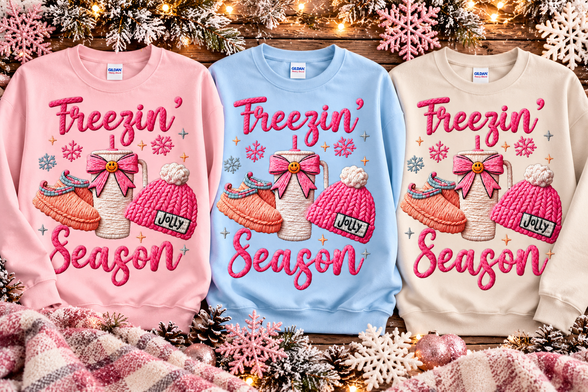 Title Freezin’ Season Glitter Winter Crewneck Sweatshirt