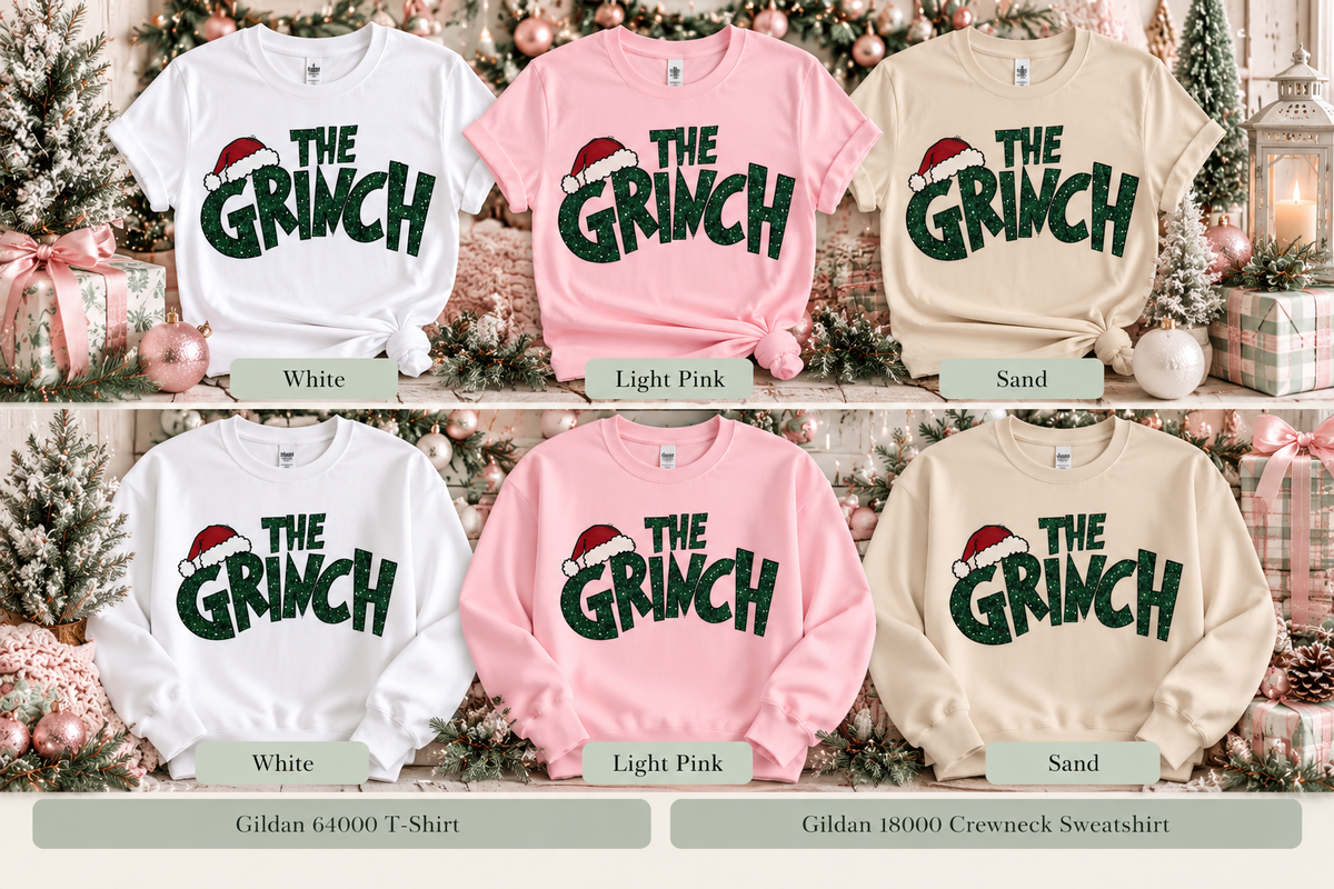 The Grinch Glitter Christmas T-Shirt & Crewneck Sweatshirt