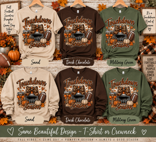 Touchdown Season Screen Print Glitter Shirt