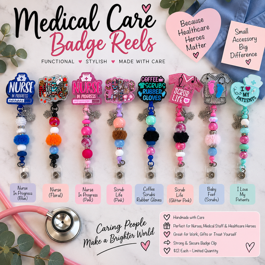 Medical Care Beaded Badge Reels – Choose Your Style – Ready to Ship