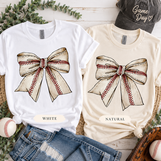 Baseball Bow Glitter T-Shirt – Choose Your Color – Ready to Ship