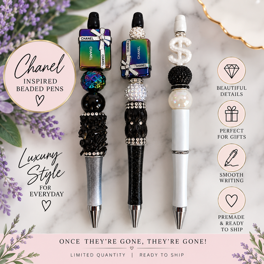 Luxury Inspired Beaded Pen Trio – Ready to Ship