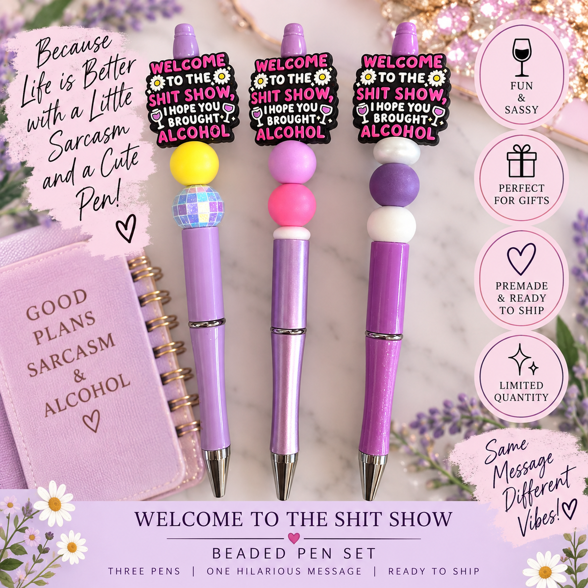 Welcome to the Shit Show Beaded Pen – Choose Your Style – Ready to Ship