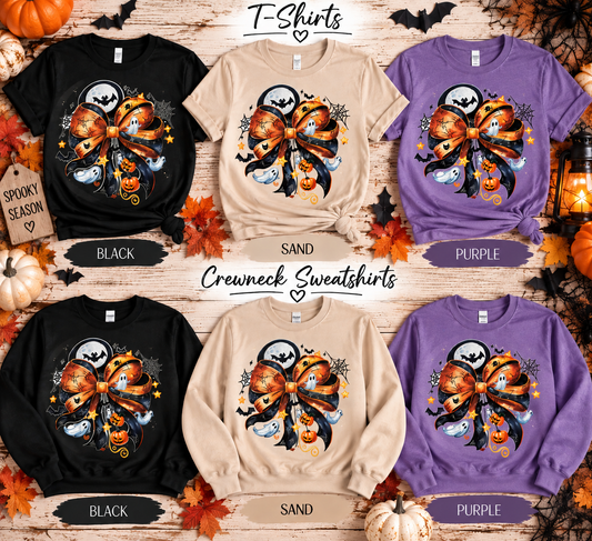 Halloween Bow Screen Print Glitter Shirt