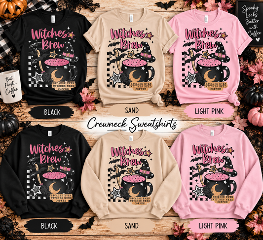 Witches Brew – Because Even Witches Need Coffee Screen Print Glitter Shirt