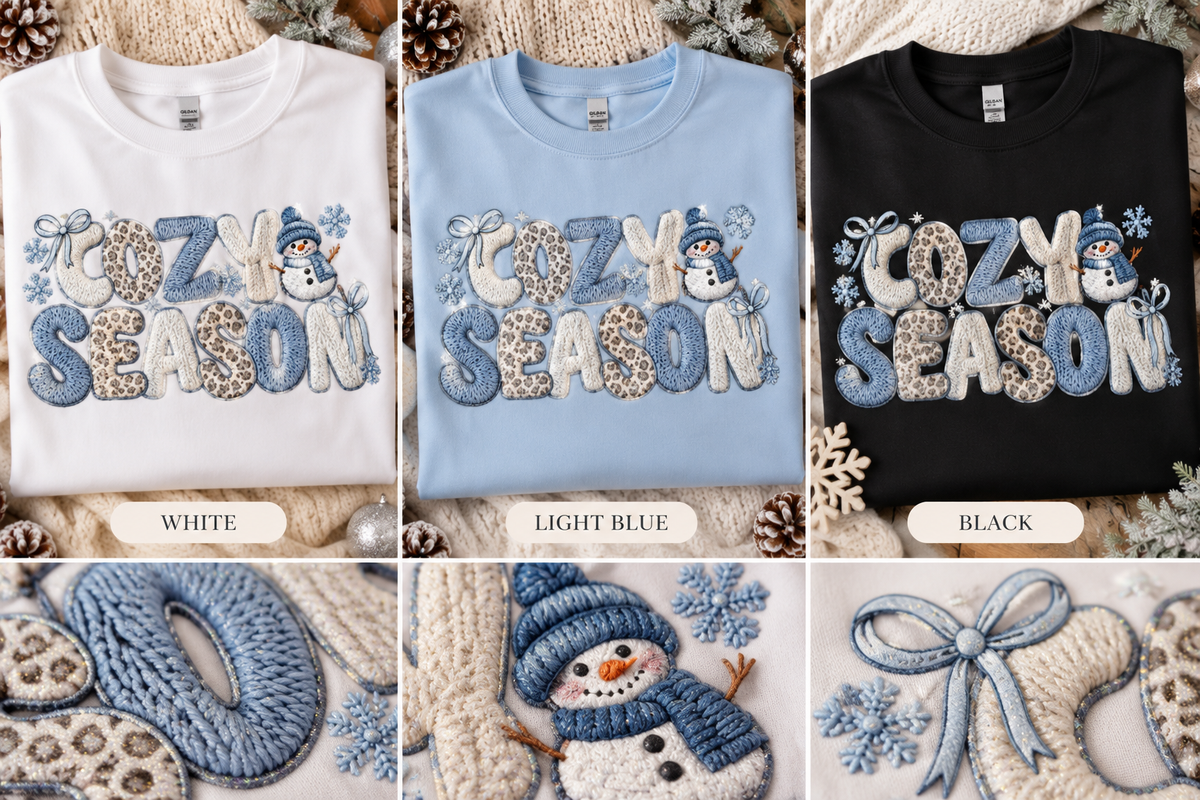 Cozy Season Glitter T-Shirt & Crewneck Sweatshirt