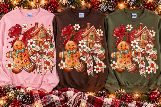 Gingerbread Christmas Cheer Glitter Crewneck Sweatshirt