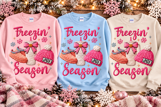 Title Freezin’ Season Glitter Winter Crewneck Sweatshirt