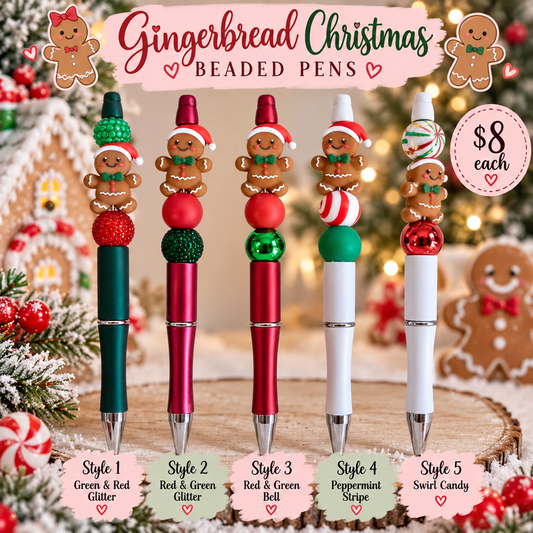 Gingerbread Christmas Beaded Pens – Ready to Ship