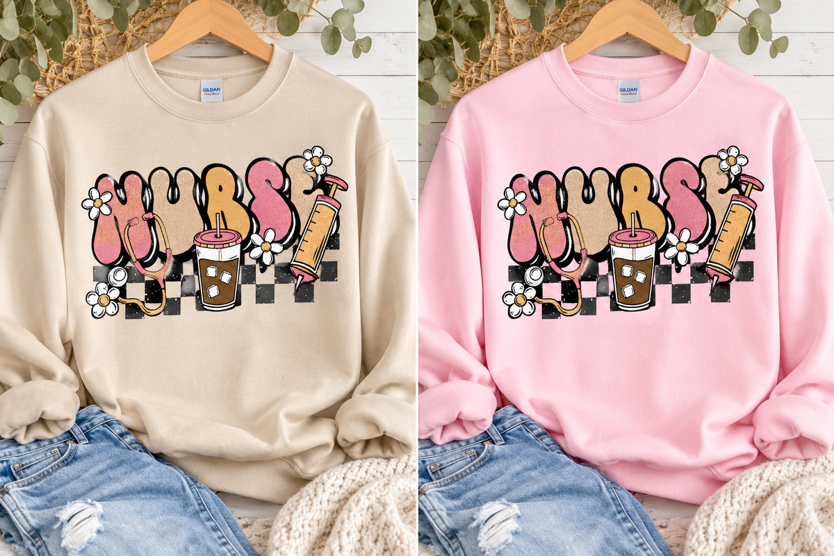 Nurse Life Glitter Crewneck Sweatshirt | Cute Medical Design