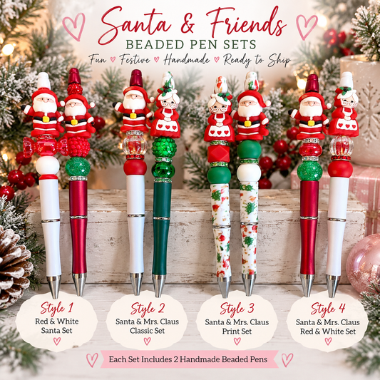 Santa & Friends Christmas Beaded Pen Sets – Ready to Ship